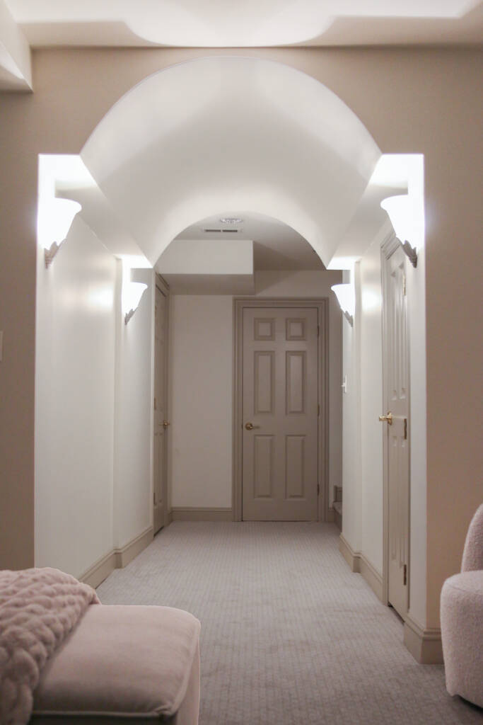 Finished Naperville basement remodel soft family-friendly carpet.