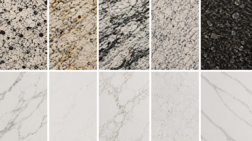 Comparison of different granite and quartz countertop options in naperville