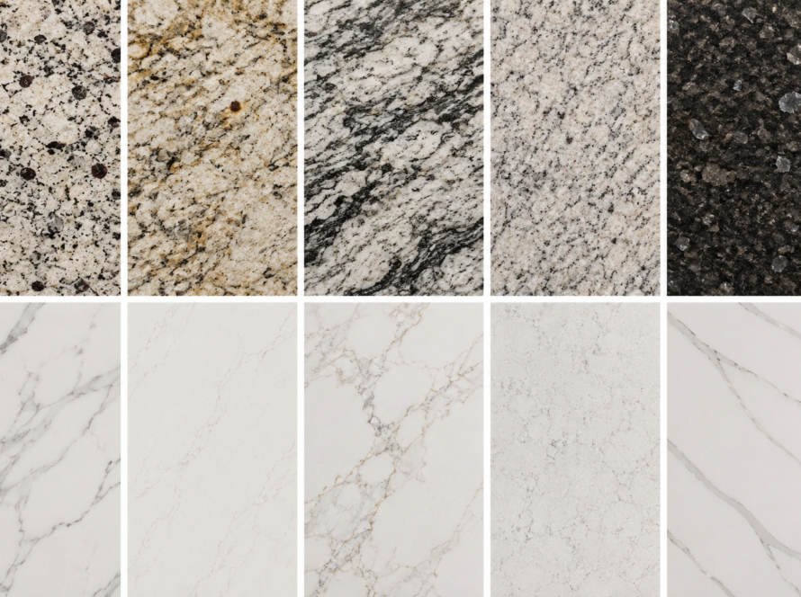 Comparison of different granite and quartz countertop options in naperville