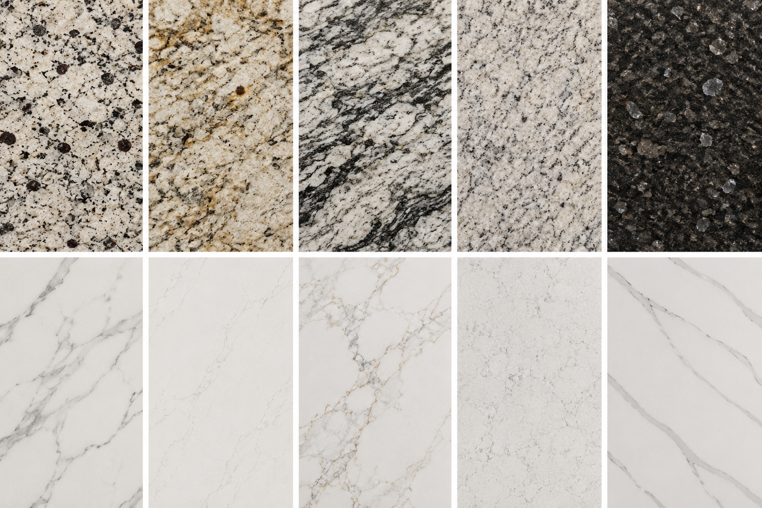 Comparison of different granite and quartz countertop options in naperville