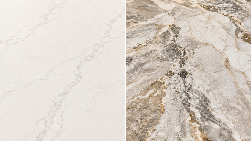Compare quartz vs quartzite materials for countertop