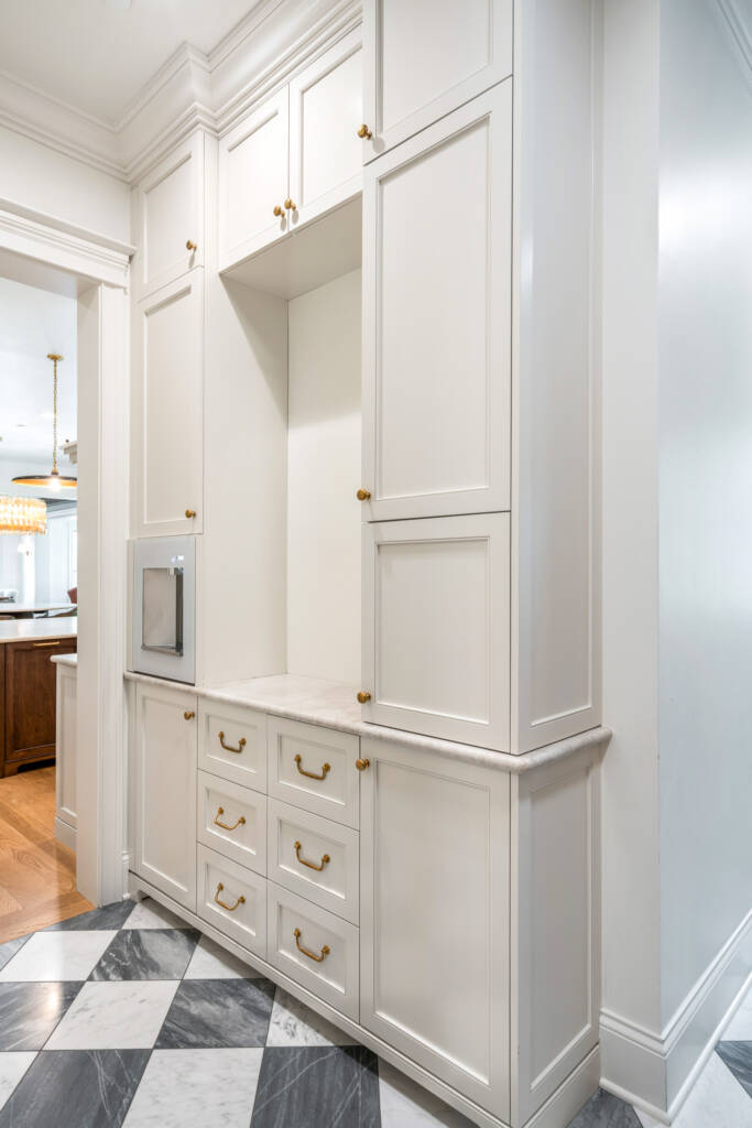 Scullery auxiliary kitchen with green cabinets
