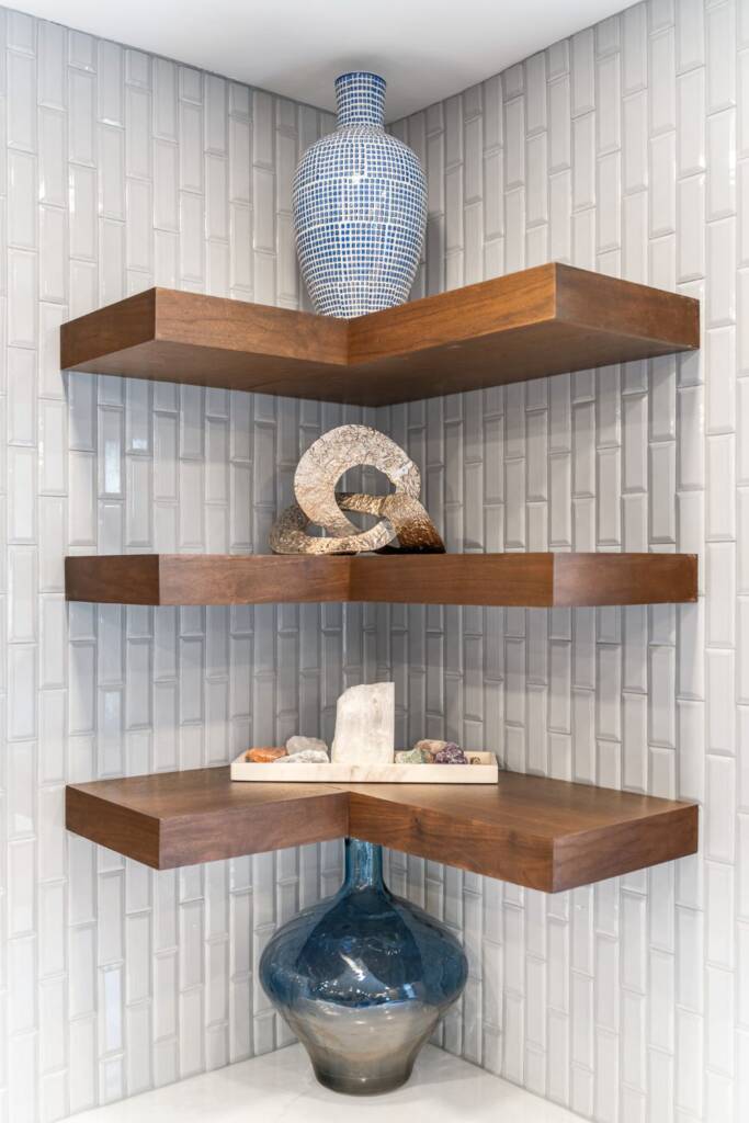 Custom kitchen shelf and full height tile