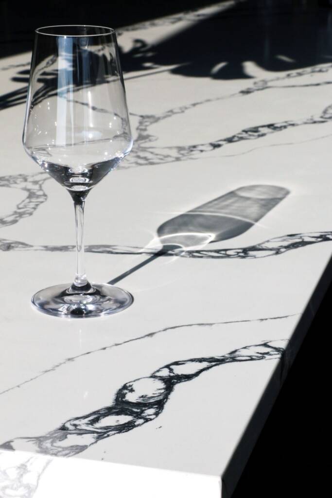 Oswego oak and bean - quartz bar countertops and tilework
